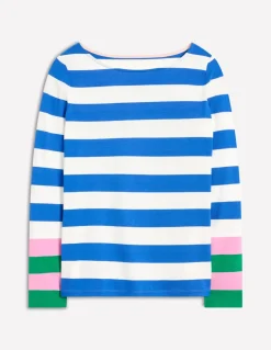 Ella Long Sleeve Breton-Gallery Blue, Emerald Cuff-Boden Sale