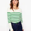 Ella Long Sleeve Breton-Ivory, Rich Emerald-Boden Sale