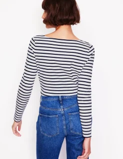 Ella Long Sleeve Breton-Ivory, Navy, Falalala-Boden Cheap