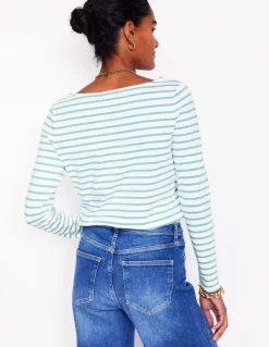 Ella Long Sleeve Breton-Ivory, Duck Egg Blue-Boden Online
