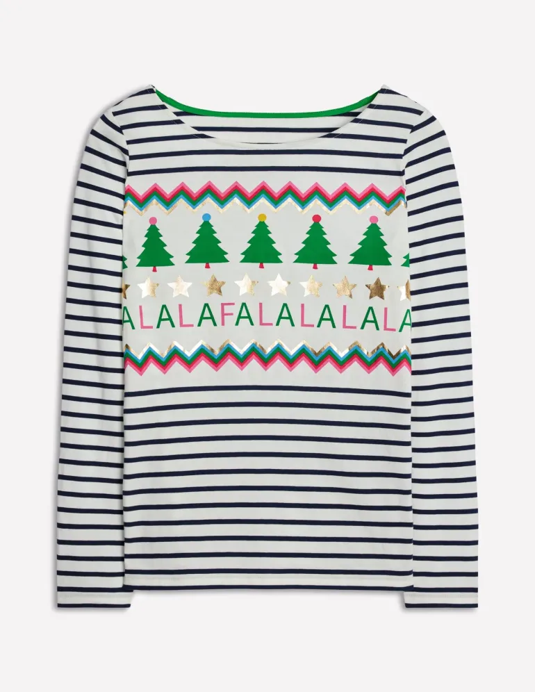 Ella Long Sleeve Breton-Ivory, Navy, Falalala-Boden Cheap