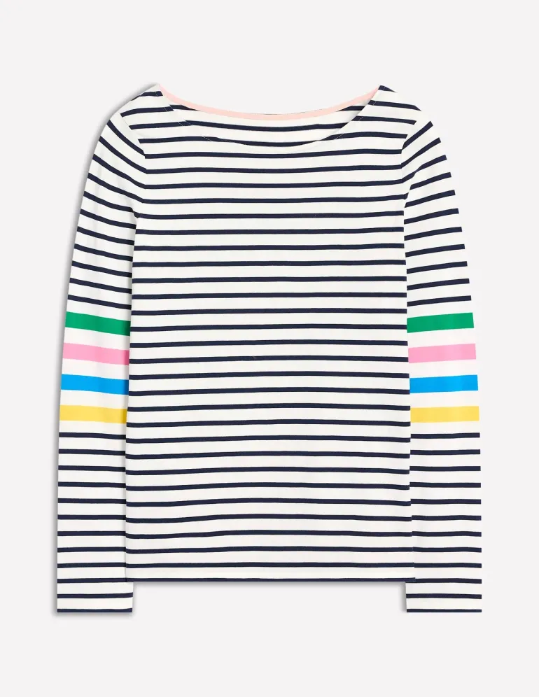 Ella Long Sleeve Breton-Ivory Multi Arm Placement-Boden Discount