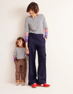 Ella Long Sleeve Breton-Ivory, French Navy Multi Cuff-Boden Fashion