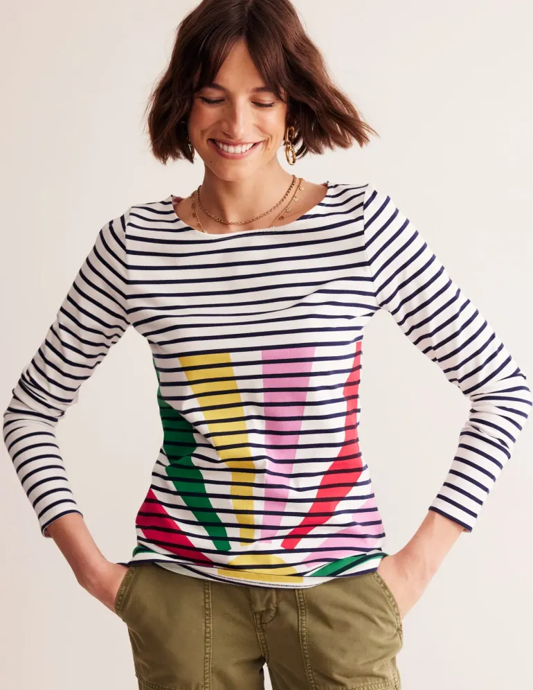 Ella Long Sleeve Breton-Multi, Sunshine Pop-Boden Best Sale