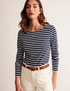 Ella Long Sleeve Breton-Navy, Ivory-Boden Best