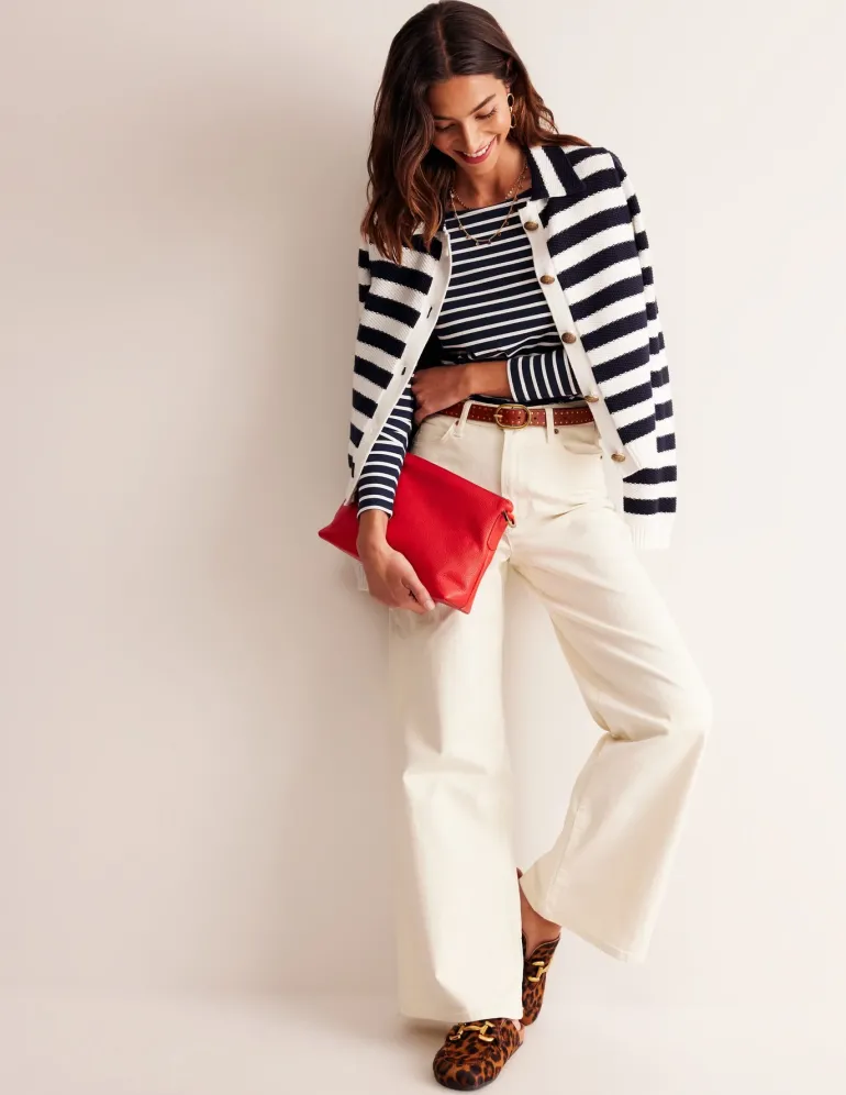 Ella Long Sleeve Breton-Navy, Ivory-Boden Best