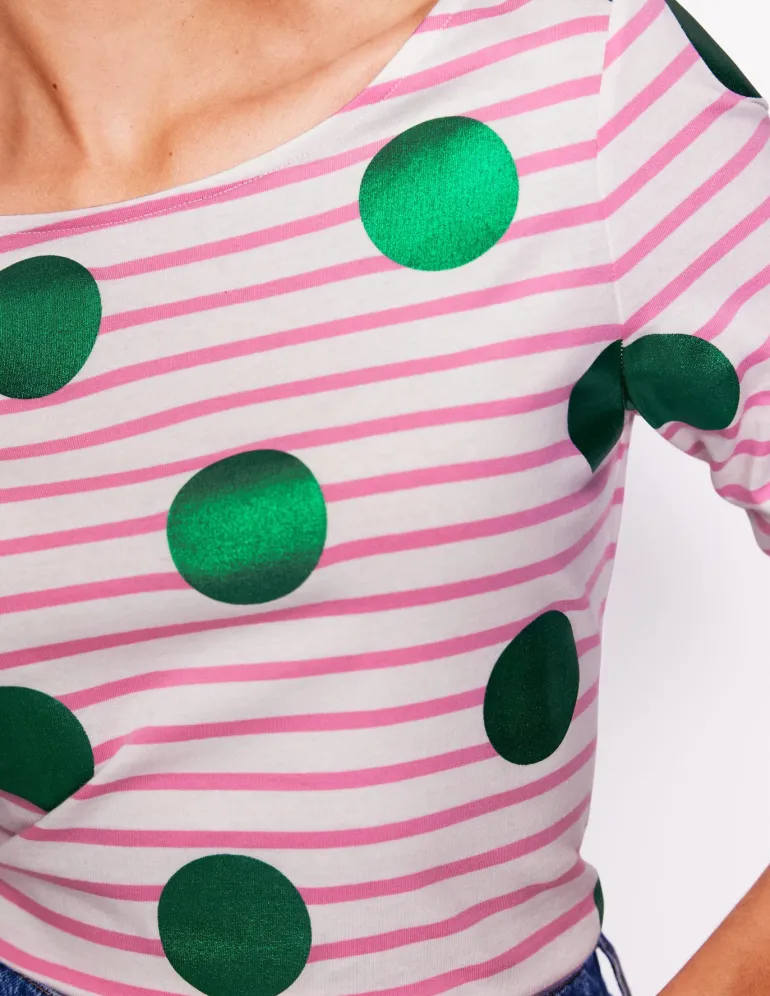 Ella Long Sleeve Breton-Pink, Ivory, Green Spot-Boden Best Sale