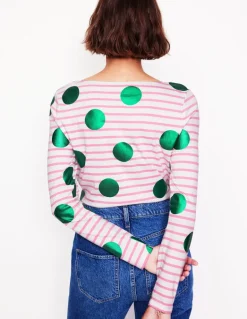 Ella Long Sleeve Breton-Pink, Ivory, Green Spot-Boden Best Sale