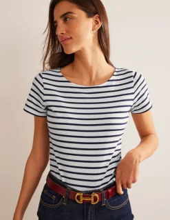 Ella Short Sleeve Breton-Ivory, Navy-Boden Cheap