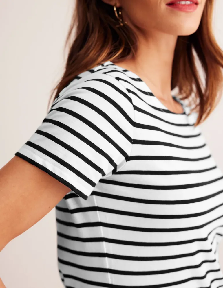 Ella Short Sleeve Breton-Ivory, Black-Boden Store