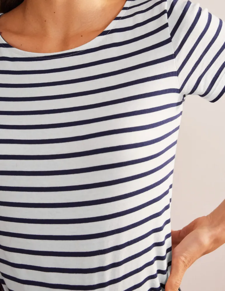 Ella Short Sleeve Breton-Ivory, Navy-Boden Cheap