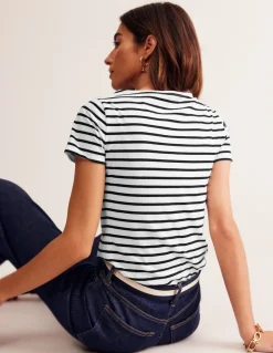 Ella Short Sleeve Breton-Ivory, Black-Boden Store