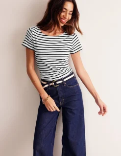 Ella Short Sleeve Breton-Ivory, Black-Boden Store