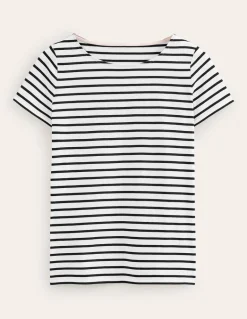 Ella Short Sleeve Breton-Ivory, Black-Boden Store