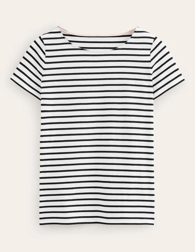 Ella Short Sleeve Breton-Ivory, Black-Boden Store