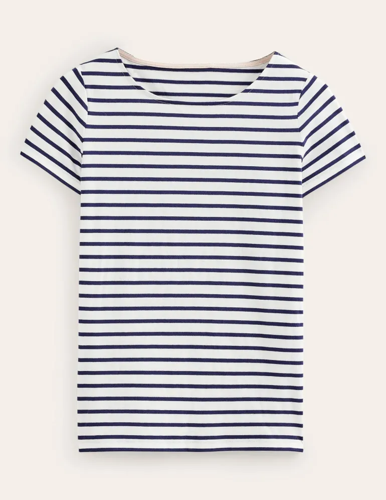 Ella Short Sleeve Breton-Ivory, Navy-Boden Cheap