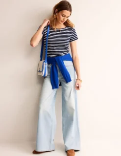 Ella Short Sleeve Breton-Navy, Ivory-Boden Discount