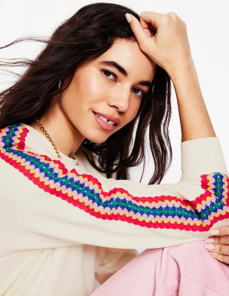 Emi Crochet Sweatshirt--Boden Outlet