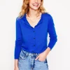 Emilia Cotton Crew Cardigan-Bright Blue-Boden Clearance