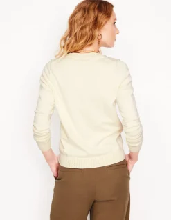Emilia Cotton Crew Sweater-Warm Ivory-Boden Flash Sale