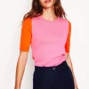 Emilia Cotton Crew T-shirt-Pink Rose / Firecracker Red-Boden Cheap