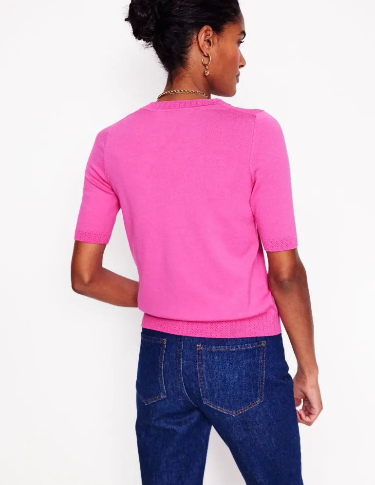 Emilia Cotton Crew T-shirt-Tickled Pink-Boden Flash Sale