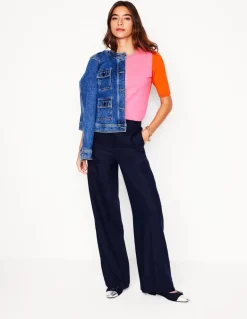 Emilia Cotton Crew T-shirt-Pink Rose / Firecracker Red-Boden Cheap