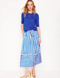 Emilia Cotton Crew T-shirt-Bright Blue-Boden New