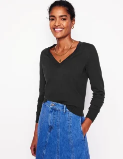Emilia Cotton V Neck Sweater--Boden New