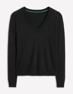 Emilia Cotton V Neck Sweater--Boden New