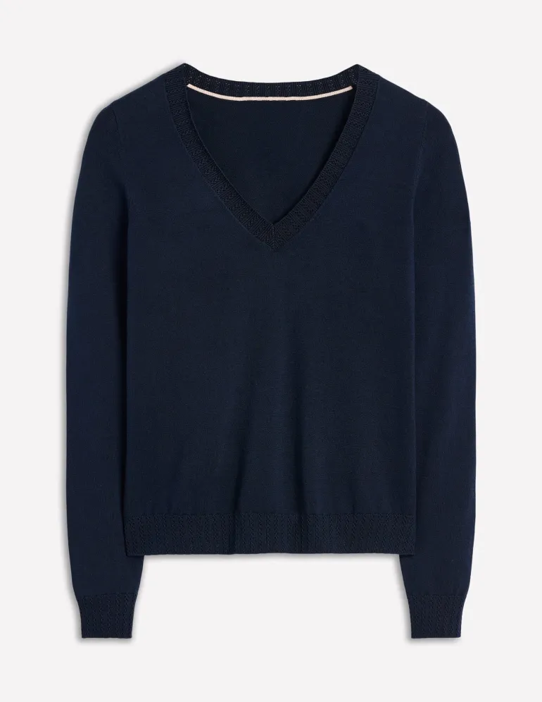 Emilia Cotton V Neck Sweater--Boden Online