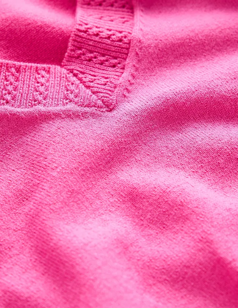 Emilia Cotton V Neck Sweater-Tickled Pink-Boden New