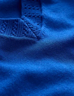 Emilia Cotton V Neck Sweater-Bright Blue-Boden Cheap