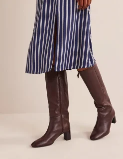 Erica Knee High Leather Boots-Chocolate Leather-Boden Discount