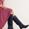 Erica Knee High Leather Boots-Navy Suede-Boden Clearance