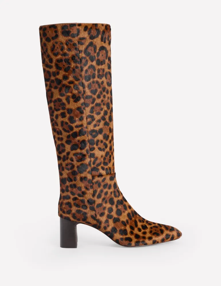 Erica Knee High Leather Boots-Dark Classic Leopard-Boden Shop