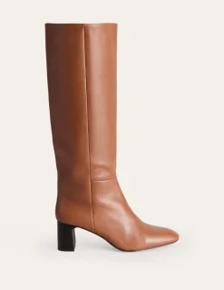 Erica Knee High Leather Boots-Tan Leather-Boden New