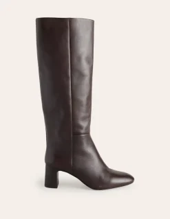 Erica Knee High Leather Boots-Chocolate Leather-Boden Discount