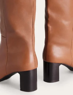 Erica Knee High Leather Boots-Tan Leather-Boden New
