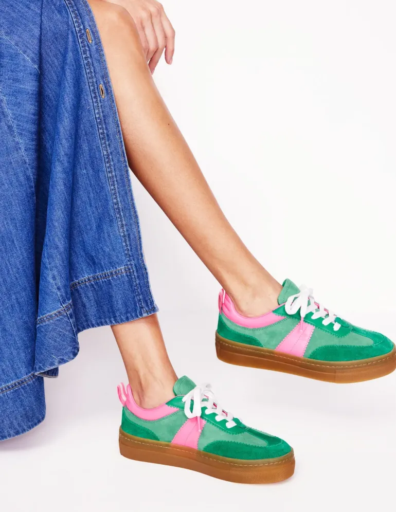 Erin Flatform Tennis Trainer-Rich Emerald/Festival Pink-Boden Outlet