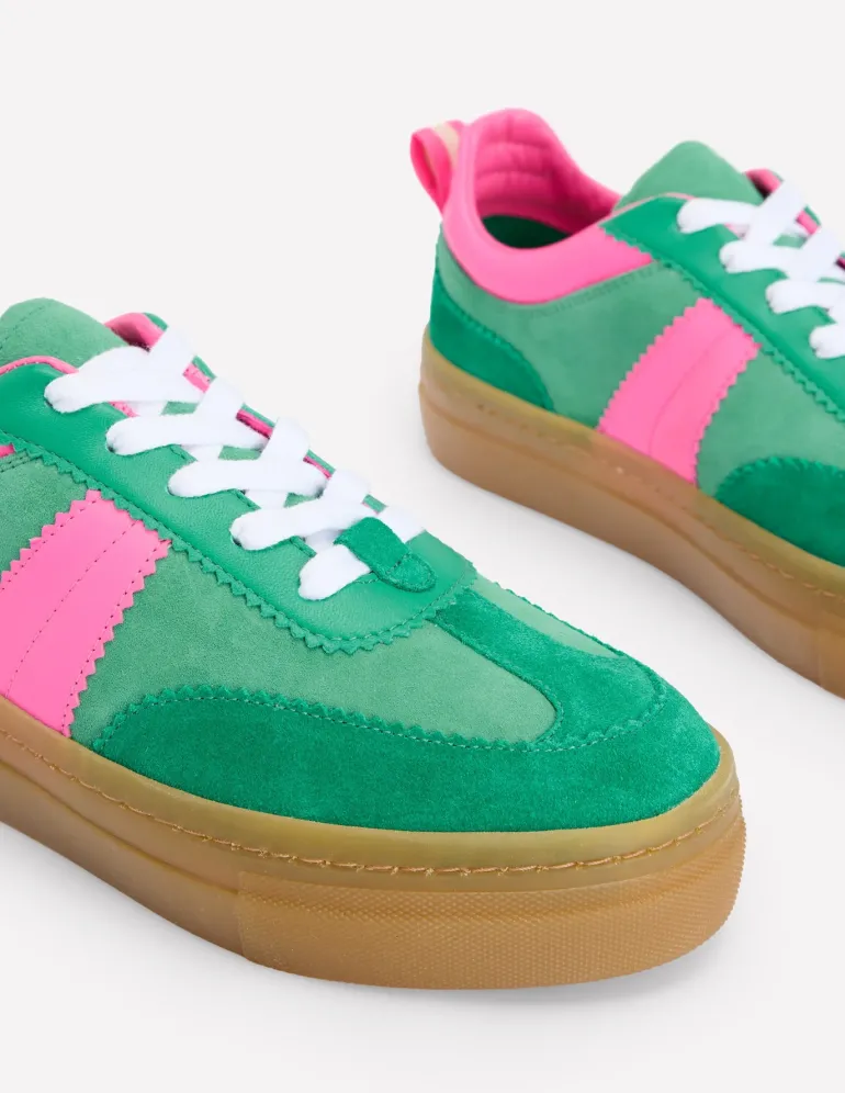 Erin Flatform Tennis Trainer-Rich Emerald/Festival Pink-Boden Outlet