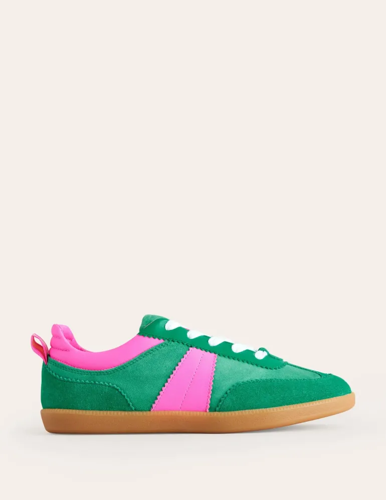 Erin Retro Tennis Sneakers-Green Colourblock-Boden Cheap