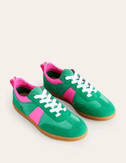 Erin Retro Tennis Sneakers-Green Colourblock-Boden Cheap