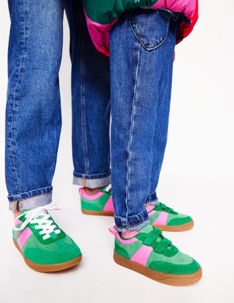 Erin Retro Tennis Sneakers-Green Colourblock-Boden Cheap