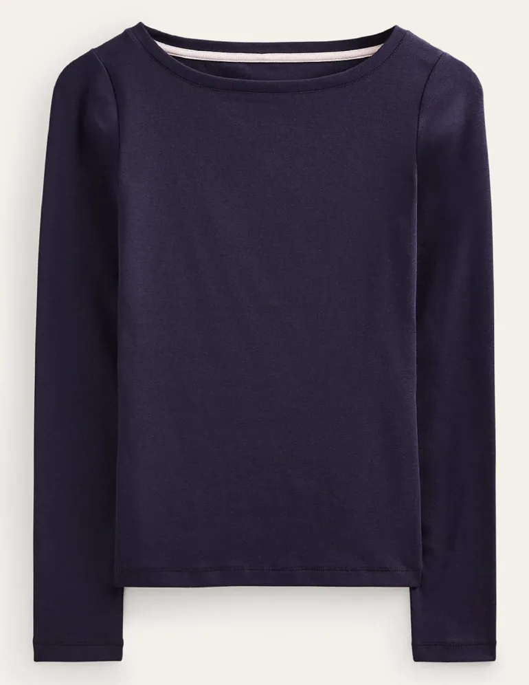 Essential Boat-Neck Jersey Top--Boden New