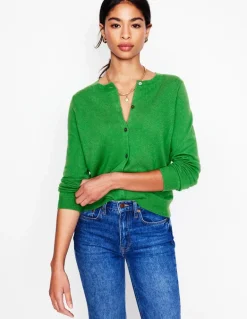 Eva Cashmere Crew Cardigan-Paradise Green-Boden Sale