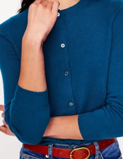 Eva Cashmere Crew Cardigan-Harbour Blue-Boden Flash Sale