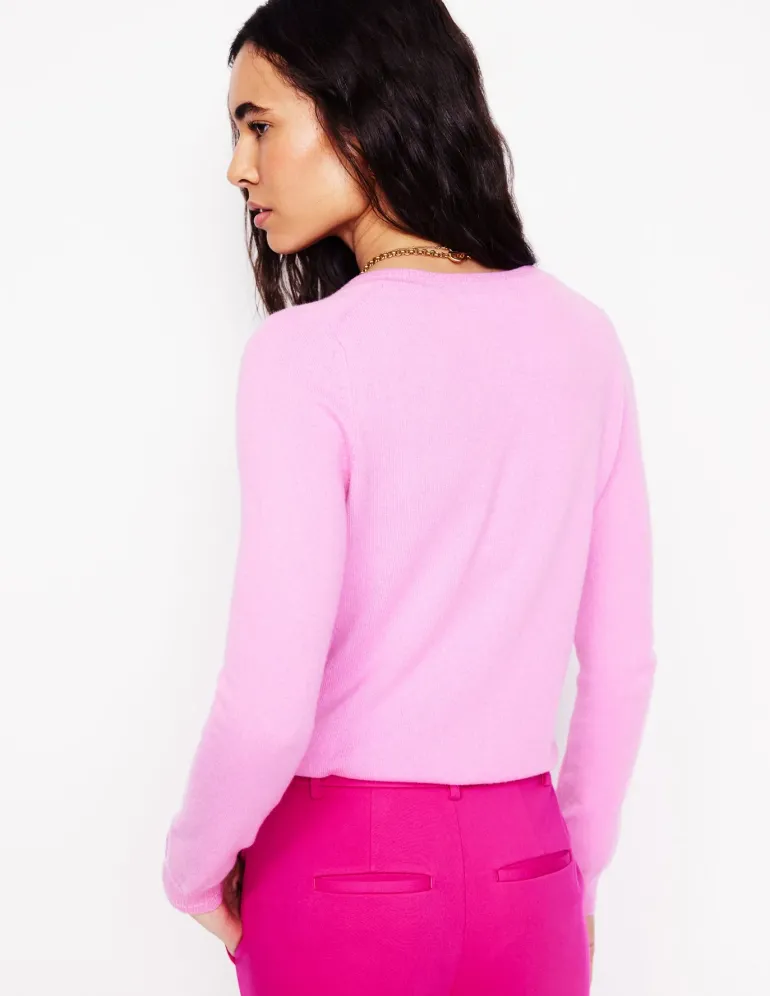 Eva Cashmere Crew Cardigan-Vintage Mauve-Boden Outlet