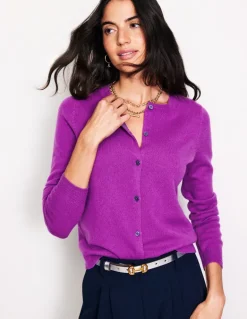 Eva Cashmere Crew Cardigan-Regal Purple-Boden Cheap