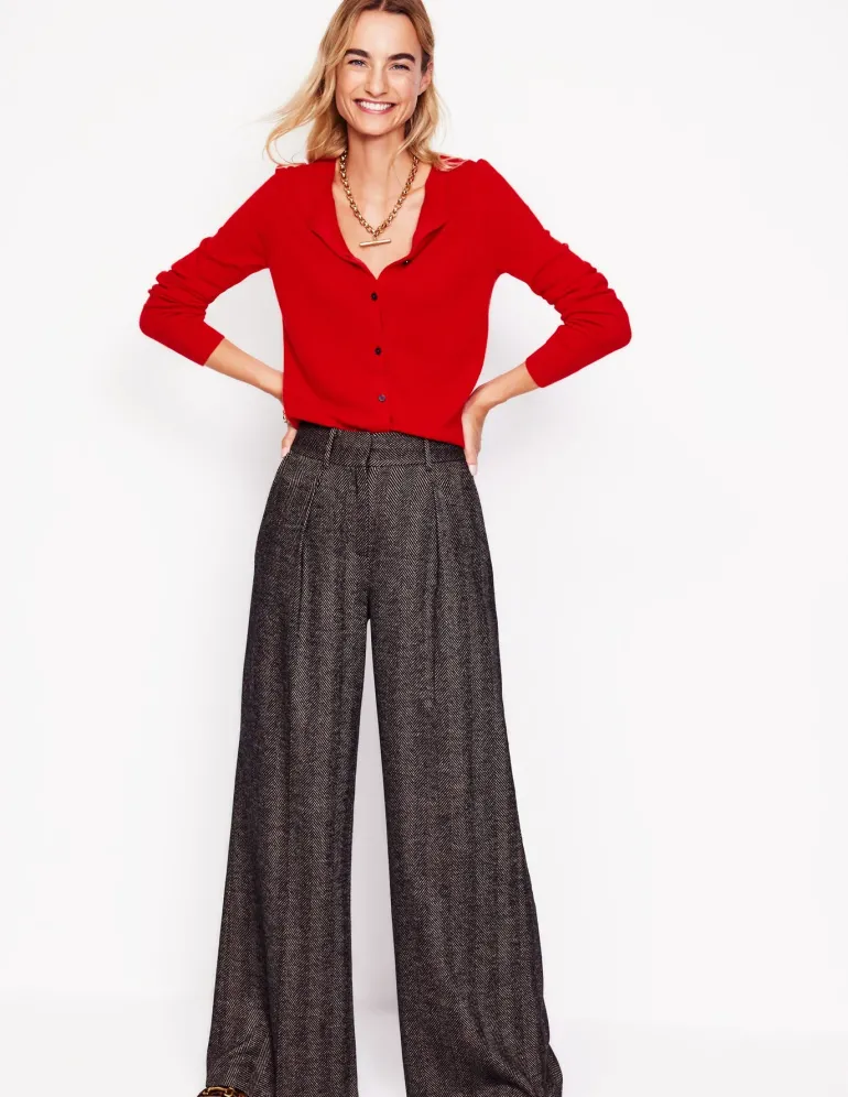Eva Cashmere Crew Cardigan-Rouge Red-Boden Fashion